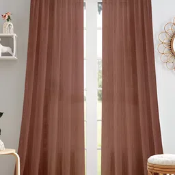 Cortina Brown 2 Pieces Sheer Door Curtain-8