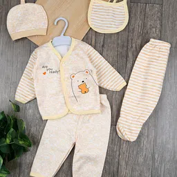 Moms Home Infants 5-Pcs Striped Breathable Organic Cotton Baby Apparel Gift Set-picture-32