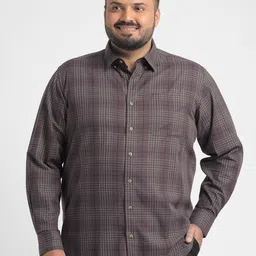 Big Hello - The Plus Life Men Tartan Checks Opaque Checked Casual Shirt-image-24
