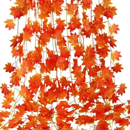 TIED RIBBONS Orange Yellow Set of 12 Maple Creepers Artificial Flowers and Plants-8
