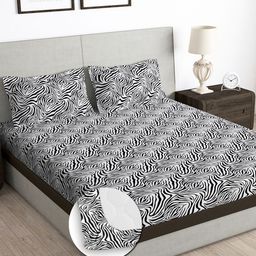 Story@home Black & White 180 TC Queen Bedsheet with 2 Pillow Covers-image-77