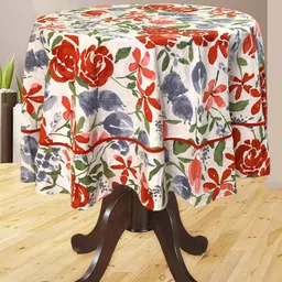 BILBERRY Furnishing by preeti grover White Set of 4 Floral Cotton Round 4-Seater Table Cover-picture-4
