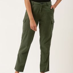 IVOC Women Pure Cotton Mid-Rise Slim Fit Cargos Jeans-54