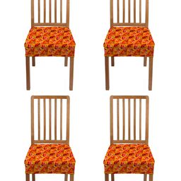 Lazi 4 Pieces Orange-Colored Stretchable Dining Chair Seat Covers-image-26
