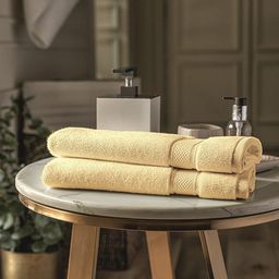 DDecor Unisex Set Of 2 Yellow Solid 650 GSM Live Beautiful Cotton Hand Towels-image-22