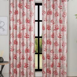 ROMEE Pink & White 2 Pieces Floral Room Darkening Long Door Curtains-image-43