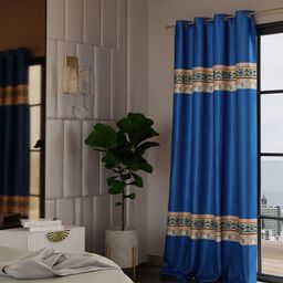Stoa Paris Versailles Navy Blue Ethnic Motifs Printed Door Curtain-image-73
