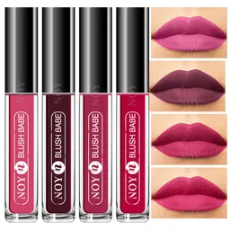 NOY Set Of 4 Blush Babe Waterproof Liquid Matte Lipsticks 4ml Each- Shades 02+ 05+ 06+ 08-40