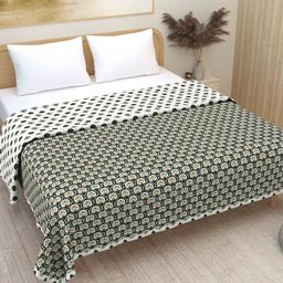 Plarsh Comfort Green Ethnic Premium Soft 300 GSM Pure Cotton Reversible Double Bed Dohar-image-69