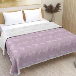 Plarsh Comfort Purple Floral Premium Soft 300 GSM Pure Cotton Reversible Double Bed Dohar-image-45
