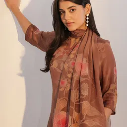 Libas Floral Printed Notch Neck Straight Kurta With Salwar & Dupatta-picture-56