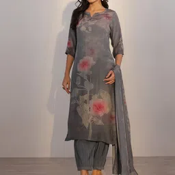 Libas Floral Printed Straight Kurta with Salwar & With Dupatta-49