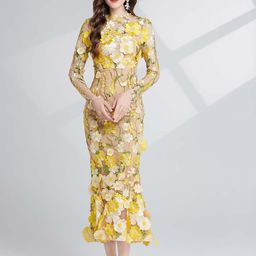 JC Collection Women Floral Embroiderd Applique Sheath Midi Dress-image-70