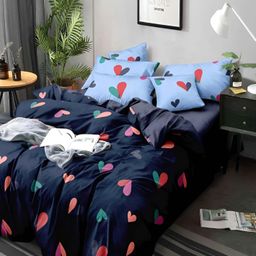 RRC Navy Blue & Pink Printed Microfiber Cotton Double Queen Duvet Cover-picture-12