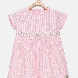 METRO KIDS COMPANY Girls Pink & White Checked Fit and Flare Dress-image-49