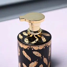 MARKET99 Black & Beige Leaf Printed Ceramic Waterproof Soap Dispenser 500 ml-image-76