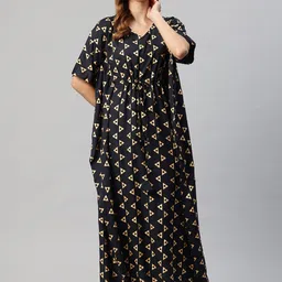 Cottinfab Print Kaftan Maxi Dress with Tie-Ups Detail-image-38