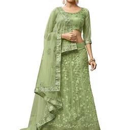 Maroosh Floral Embroidered Unstitched Lehenga & Blouse With Dupatta-picture-10