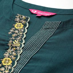 Varanga Floral Yoke Design Regular Sequinned Kurta With Trousers & Dupatta image 2