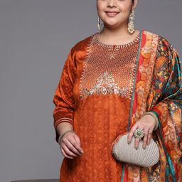 Varanga Plus Size Embroidered Kurta With Trousers & Dupatta image 1