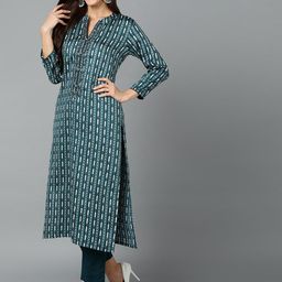AHIKA Ethnic Motifs Printed Regular Kurta With Trousers & Dupatta image 5