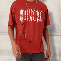 Kook N Keech Urban Style Fish Eye Cut-Outs Printed Relaxed Fit T-shirt-image-86
