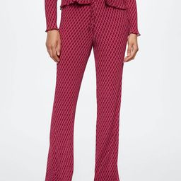 MANGO Women Magenta Geometric Printed Sustainable Straight Fit Trousers-image-5
