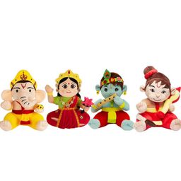 Panda's Box Set of 4 Krishna Laxmi Hanuman Ganesh Polyester Filled Non-Allergic Soft Toys-57