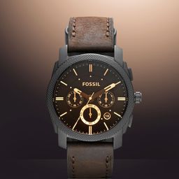 Fossil Men Black Dial & Brown Leather Straps Analogue Watch FS4656-11