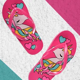 Yellow Bee Girls Unicorn Printed Thong Flip-Flops-picture-16