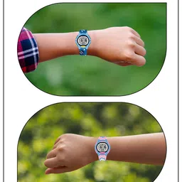 Spiky Unisex Kids Embellished Dial & Straps Digital Multi Function Watch Combo_EVA18_BluPnk image 3