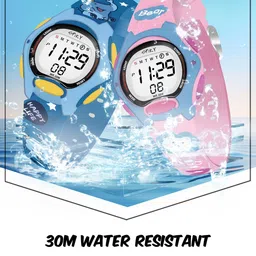 Spiky Unisex Kids Embellished Dial & Straps Digital Multi Function Watch Combo_EVA18_BluPnk image 5