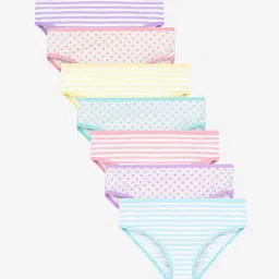 Charm n Cherish Girls Pack Of 7 Printed Pure Cotton Basic Briefs-image-73