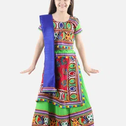 BownBee Girls Green Printed & Embellished Lehenga Choli-picture-30