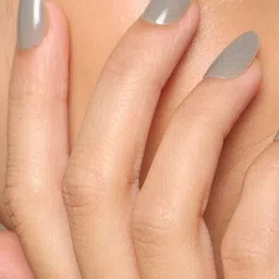 LICK 24 Pcs Oval Shape Fake Reusable Nails with Application Kit - Grey-36