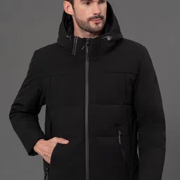Red Tape Men Solid Laminated Padded Jacket with Detachable Hood-image-64