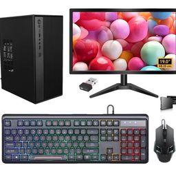 giganics All-in-One Desktop Computer Set, i5 3rd Gen, 16GB RAM, 128GB SSD, 1TB HDD, 19" HD LED Monitor, RGB Keyboard & Mouse, WiFi, Windows 10, MS Office (16-128-1TB) image 1