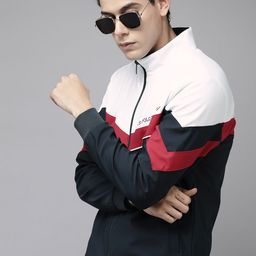 U S Polo Assn Men Navy Blue And White Colourblocked Bomber Jacket-26