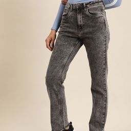 HERE&NOW Women Mid-Rise Straight Fit Heavy Fade Stretchable Jeans-image-19