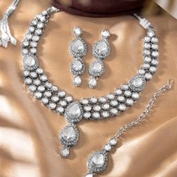 Peora Silver-Plated Kundan Studded Handcrafted Traditional Jewellery Set-13