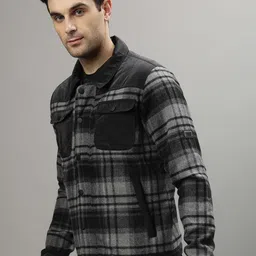 Iconic Men Camouflage Checked Crop Bomber with Patchwork Jacket image 4