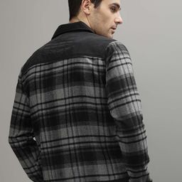 Iconic Men Camouflage Checked Crop Bomber with Patchwork Jacket image 5