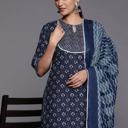 Libas Ethnic Motifs Yoke Design Regular Gotta Patti Cotton Kurta with Salwar & Dupatta-31