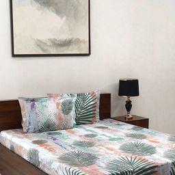 BOMBAY DYEING Fantasque Green Floral Printed Cotton 180 TC King Bedsheet Set 2.74 x 2.74 m-image-54