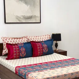 BOMBAY DYEING Celebrating India Beige Printed Cotton 300TC King Bedsheet Set 2.74 x 2.74 m-image-27