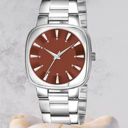 Shocknshop Women Brown Dial & Steel Toned Stainless Steel Bracelet Style Straps Analogue Watch LR303-image-79
