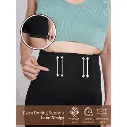 CrossKulture Black High Waist Tummy Control Shapewear Lace Trim Shorts-picture-13