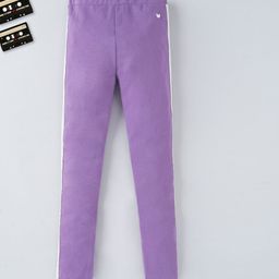 Ed-a-Mamma Girls Purple Solid Cotton Ankle-Length Leggings-image-89