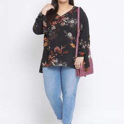 Oxolloxo Women Black Printed High-Low Top-39