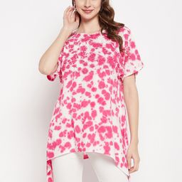 Ruhaans Tie & Dye Embroidered High-Low Top-image-38